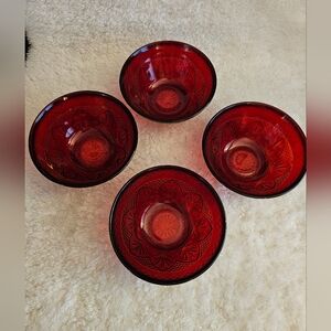 Set Of 4 Vintage Lumiarc Cristal d'Arques Ruby Red Bowls